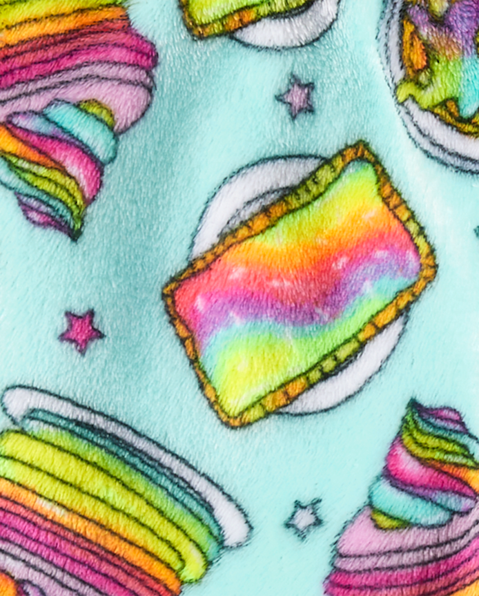 Girls Rainbow Breakfast Pajama Shorts - Cozy Fleece