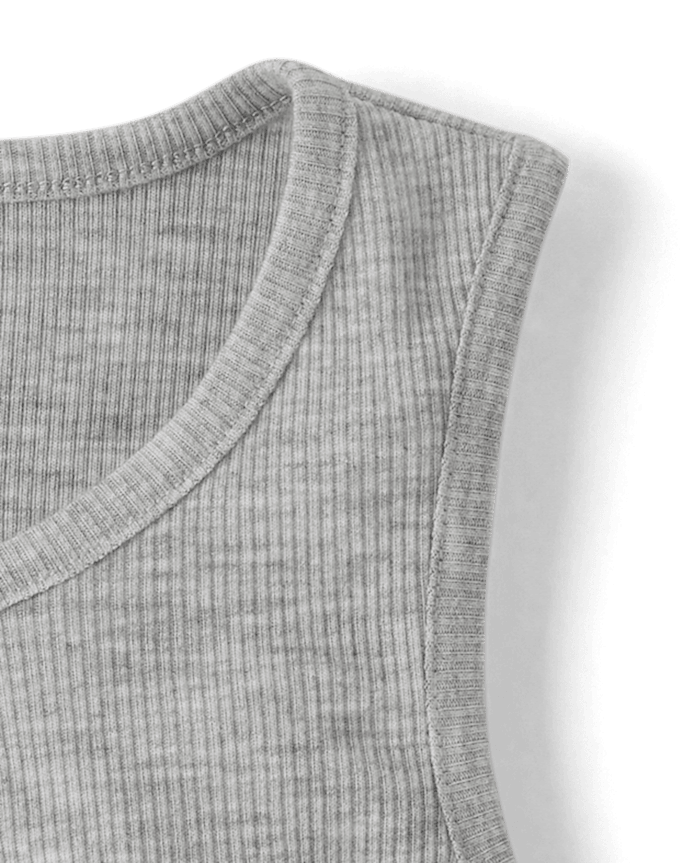 Girls Marled Ribbed Henley Pajama Tank Top