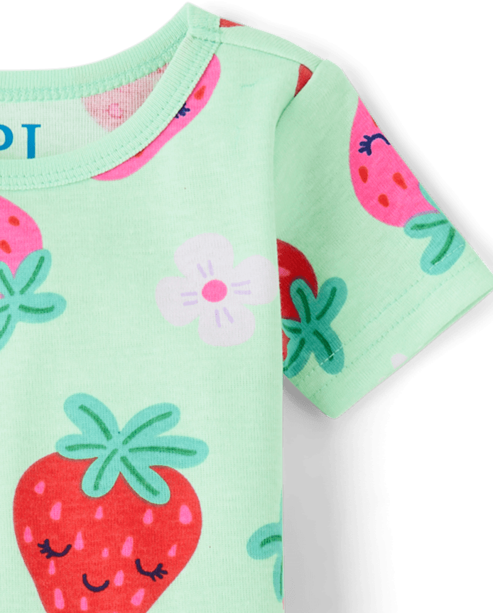 Baby And Toddler Girls Strawberry Snug Fit Cotton Pajamas