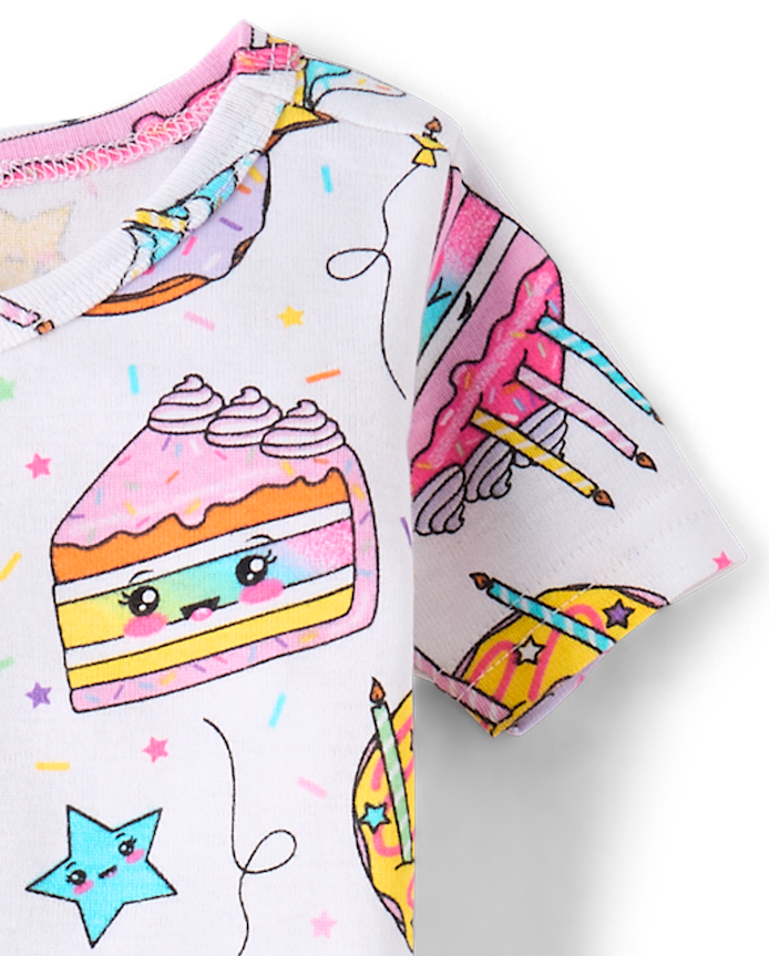 Baby And Toddler Girls Birthday Dessert Snug Fit Cotton Pajamas