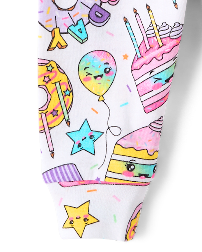 Baby And Toddler Girls Birthday Dessert Snug Fit Cotton Pajamas