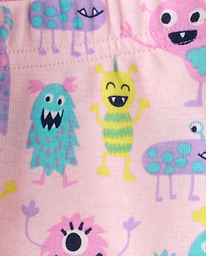Baby And Toddler Girls Cuddly Monster Snug Fit Cotton Pajamas