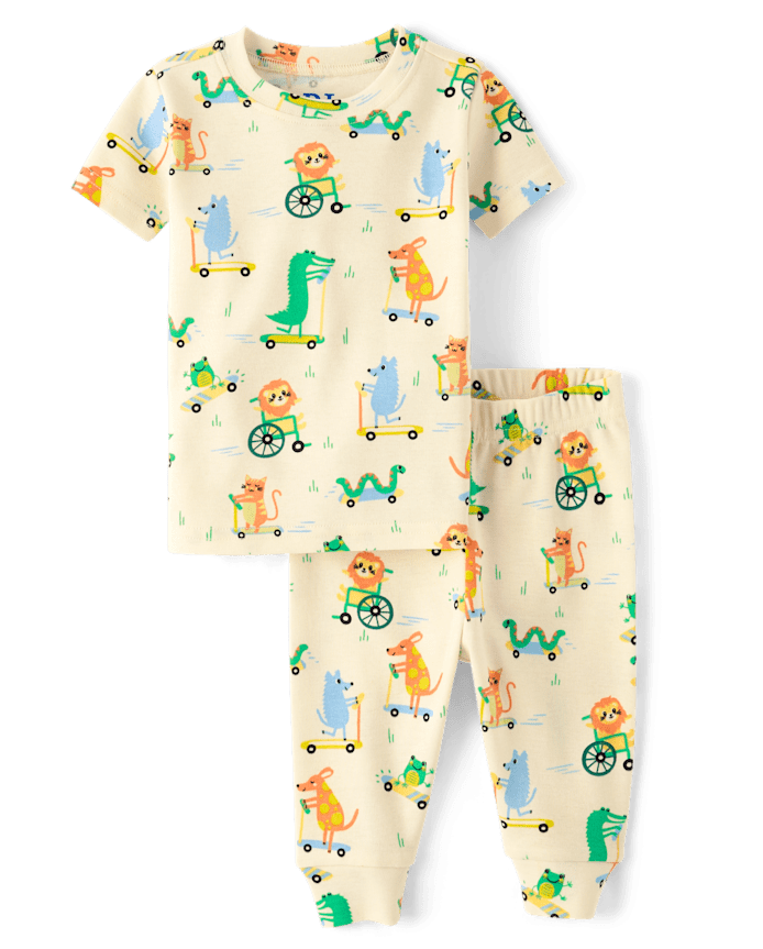 Baby And Toddler Boys Animal Wheels Snug Fit Cotton Pajamas