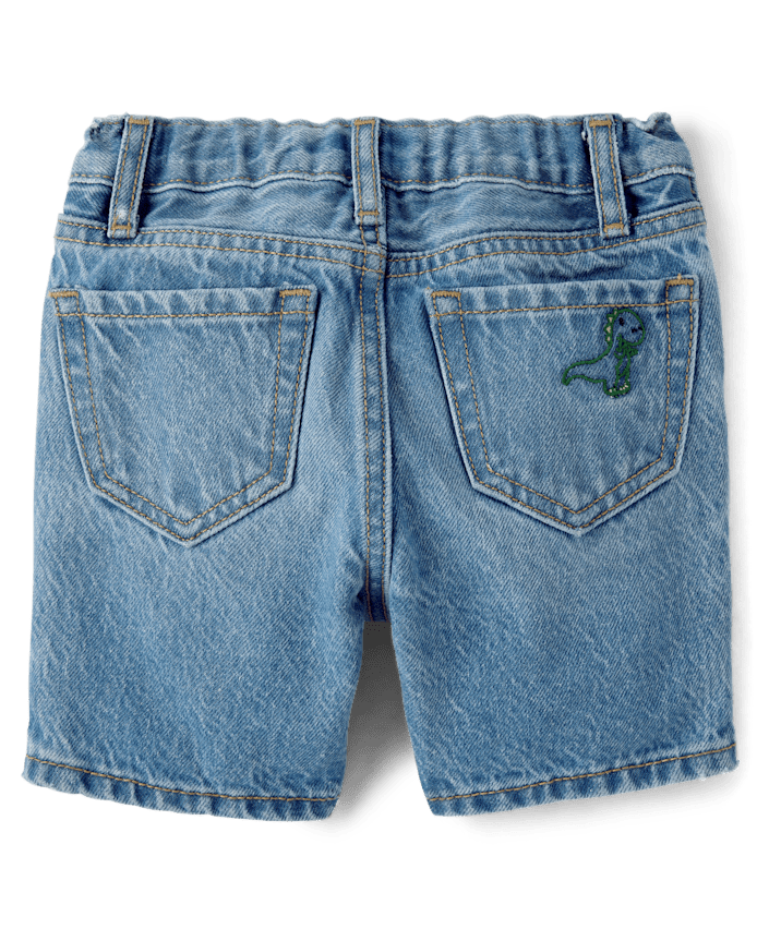 Baby And Toddler Boys Embroidered Dino Jean Shorts