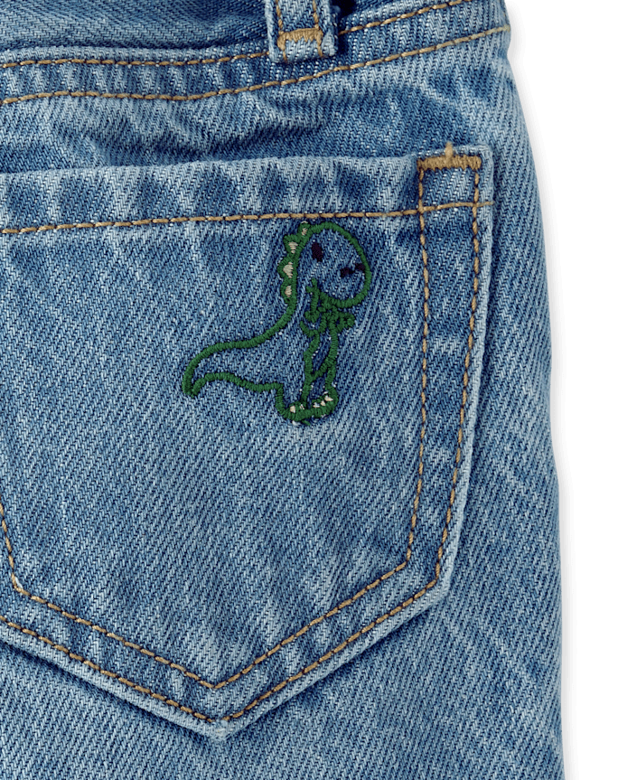 Baby And Toddler Boys Embroidered Dino Jean Shorts