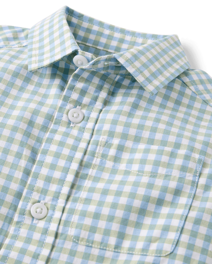 Baby And Toddler Boys Gingham Poplin Button Up Shirt