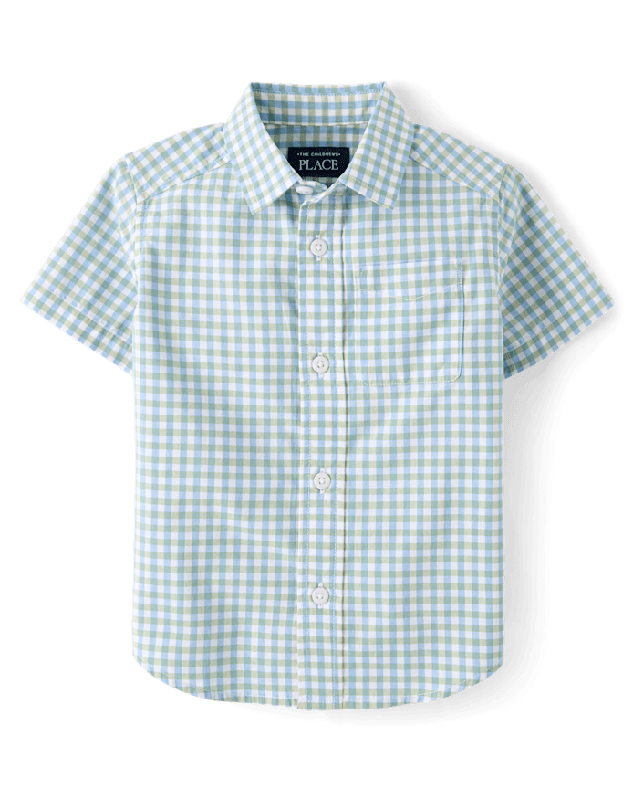 Baby And Toddler Boys Gingham Poplin Button Up Shirt