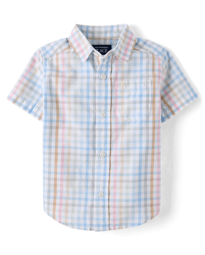 Baby And Toddler Boys Gingham Poplin Button Up Shirt