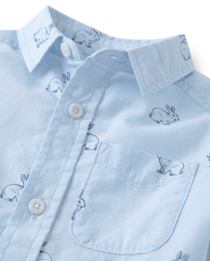 Baby And Toddler Boys Dad Me Bunny Poplin Button Up Shirt