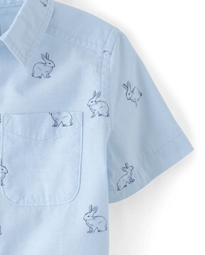 Baby And Toddler Boys Dad Me Bunny Poplin Button Up Shirt