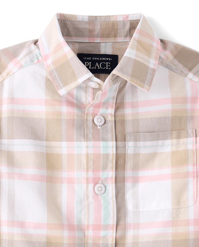 Baby And Toddler Boys Plaid Poplin Button Up Shirt