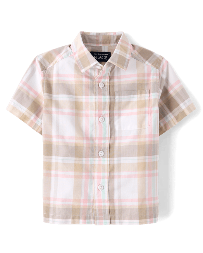 Baby And Toddler Boys Plaid Poplin Button Up Shirt