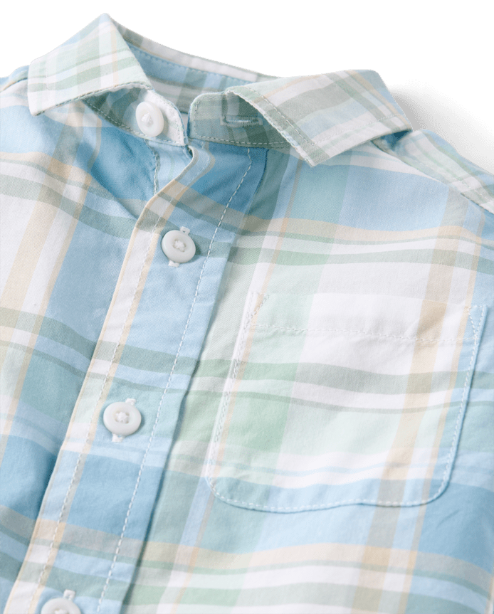 Baby And Toddler Boys Plaid Poplin Button Up Shirt