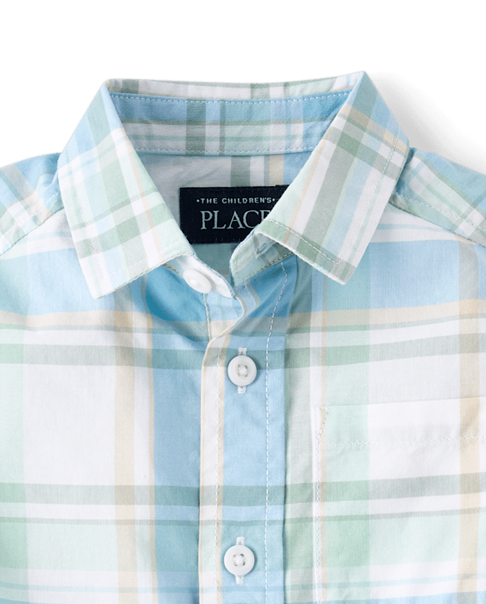 Baby And Toddler Boys Plaid Poplin Button Up Shirt