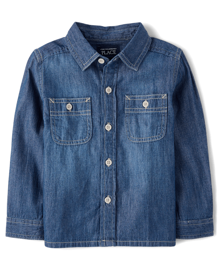 Baby And Toddler Boys Chambray Button Up Shirt