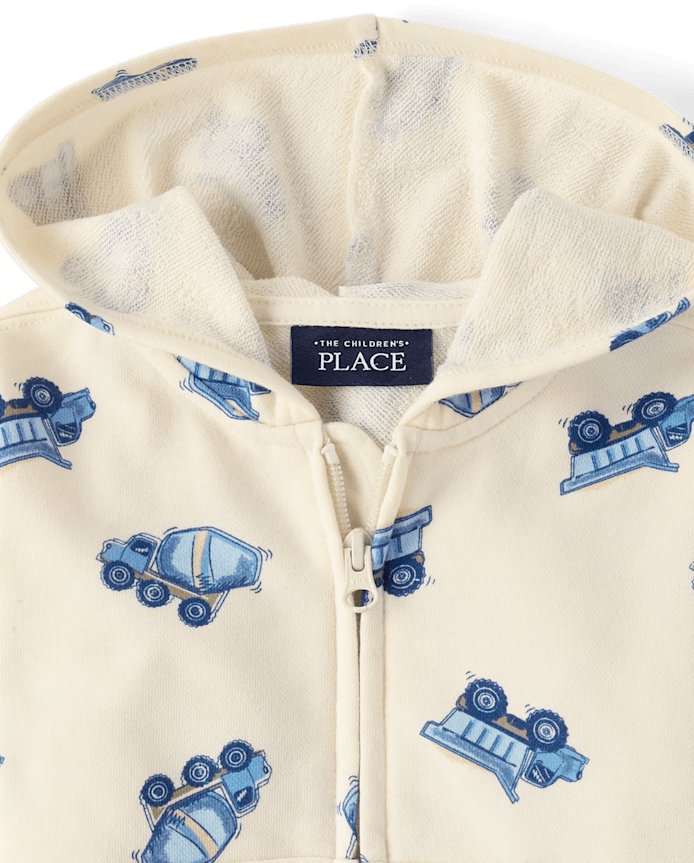 Baby And Toddler Boys Construction Vehicle French Terry Zip Up Hoodie
