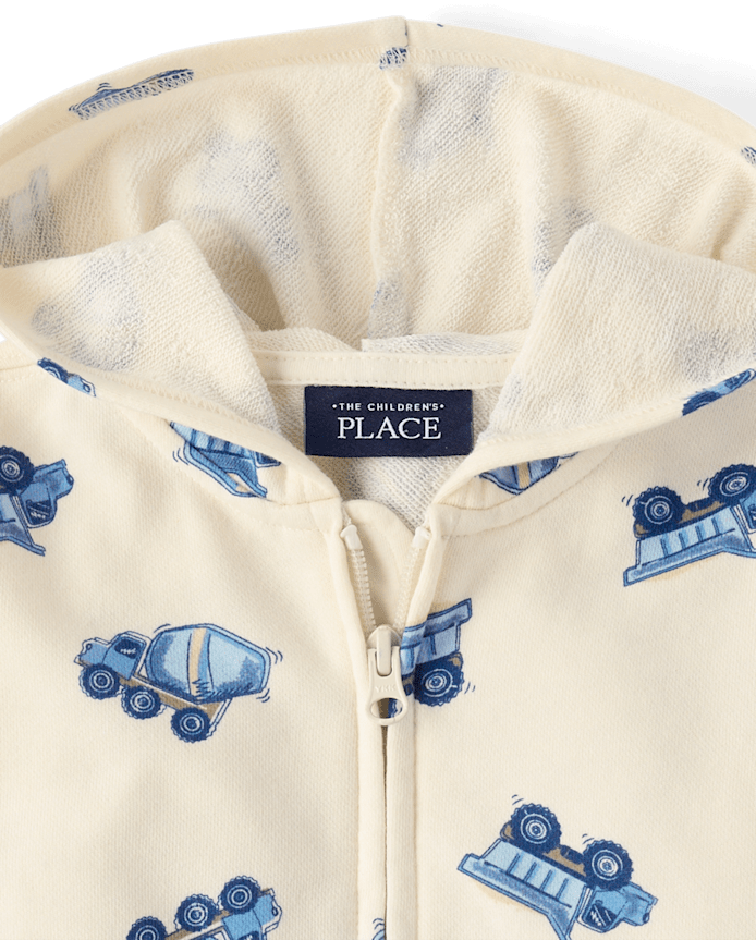 Baby And Toddler Boys Construction Vehicle French Terry Zip Up Hoodie