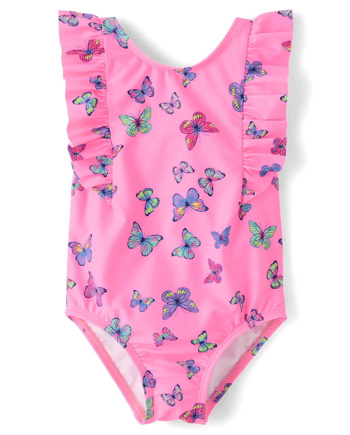 Baby And Toddler Girls Butterfly Flutter One Piece Swimsuit