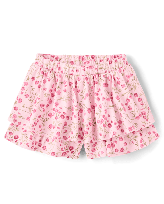 Toddler Girls Floral Tiered Ruffle Skort