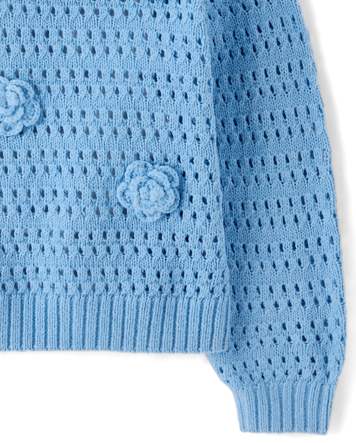 Toddler Girls Crochet Floral Sweater