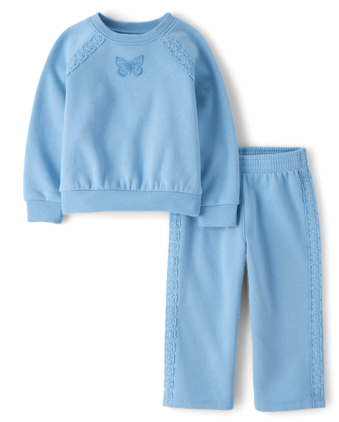 Toddler Girls Crochet Premium Fleece 2-Piece Set