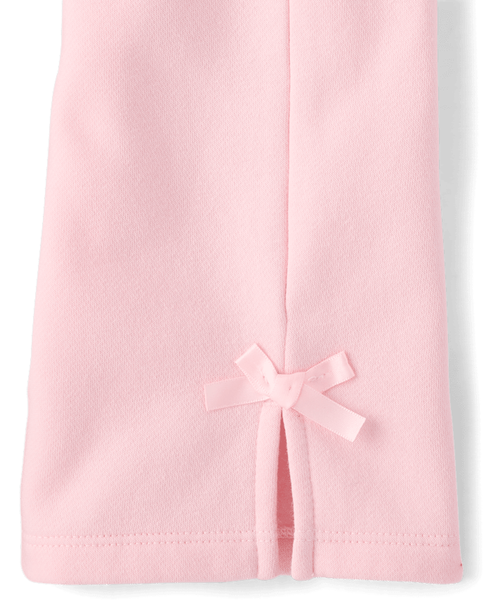 Toddler Girls Bow Premium Fleece Wide Leg Lounge Pants