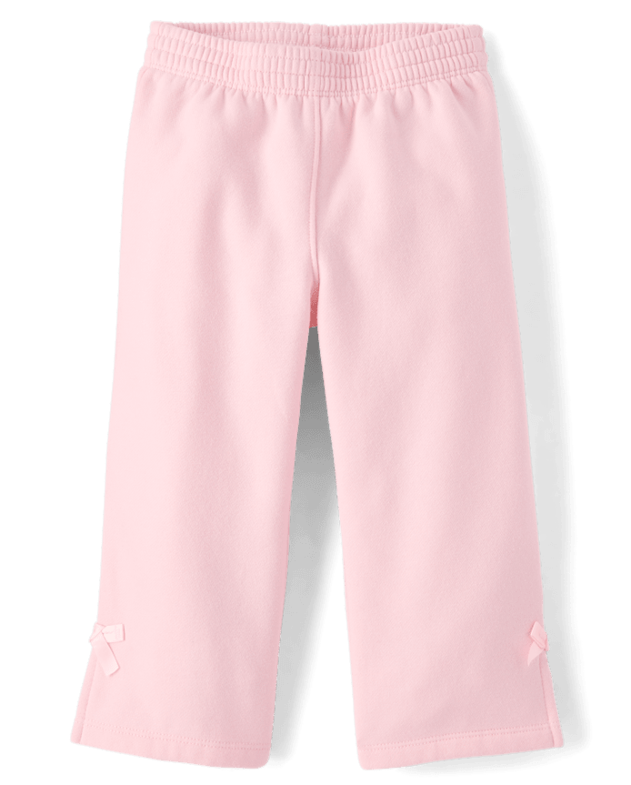 Toddler Girls Bow Premium Fleece Wide Leg Lounge Pants