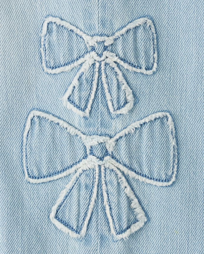 Toddler Girls Applique Bow Slouchy Jeans
