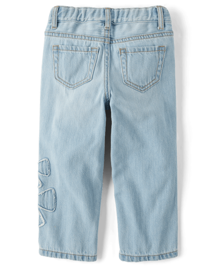 Toddler Girls Applique Bow Slouchy Jeans
