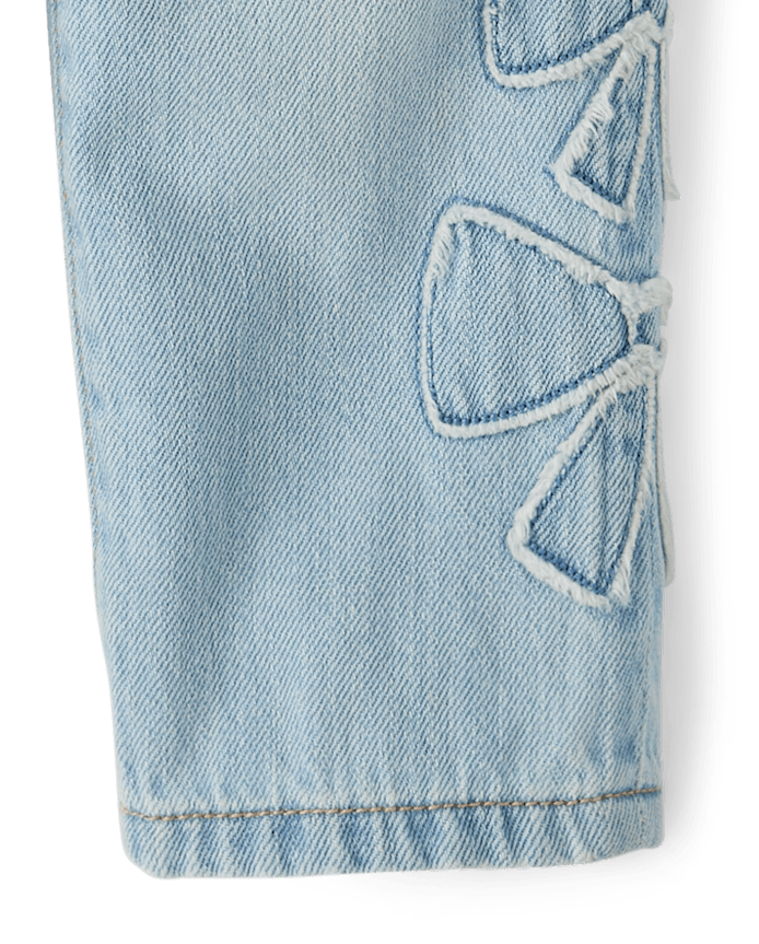 Toddler Girls Applique Bow Slouchy Jeans