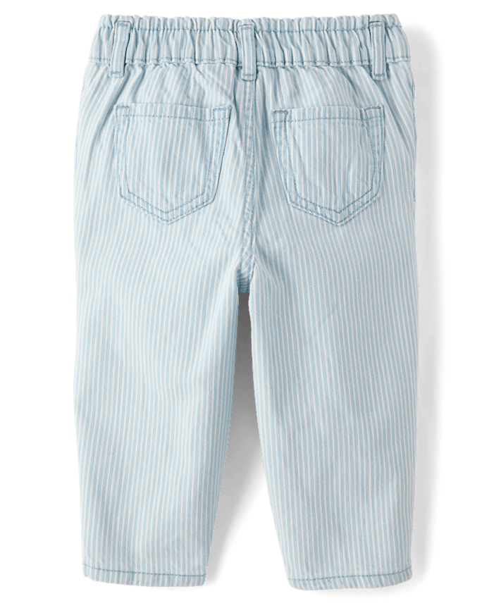 Toddler Girls Railroad Striped Barrel Jeans