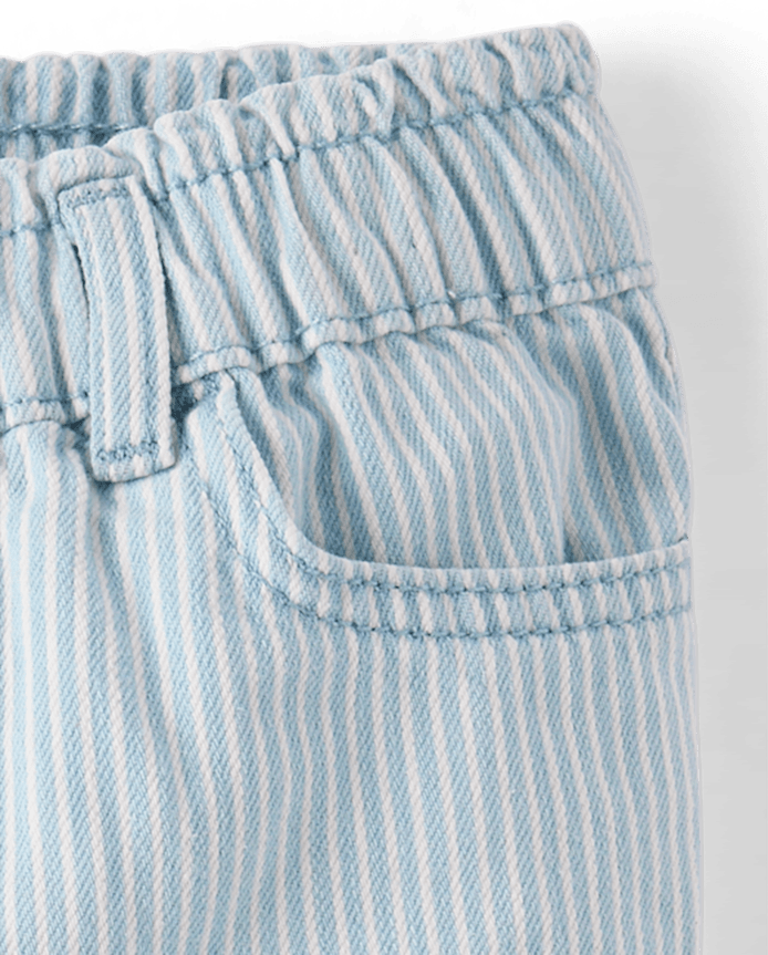 Toddler Girls Railroad Striped Barrel Jeans