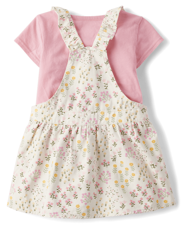 Toddler Girls Floral Skirtall 2-Piece Outfit Set