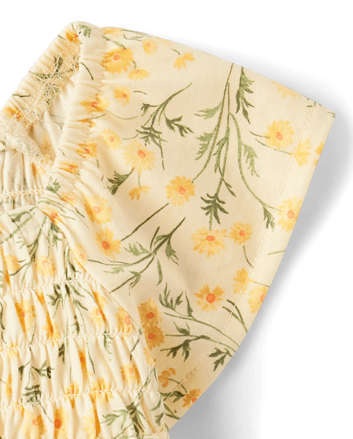 Toddler Girls Floral Smocked Flutter Top