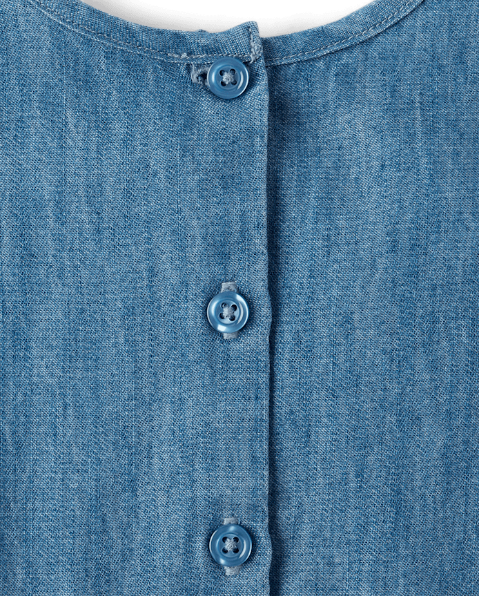 Baby And Toddler Girls Embroidered Floral Chambray Fit Flare Dress