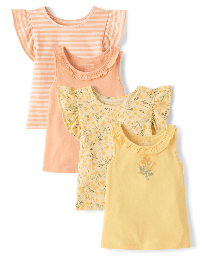 Toddler Girls Floral Flutter Tank Top 4-Pack