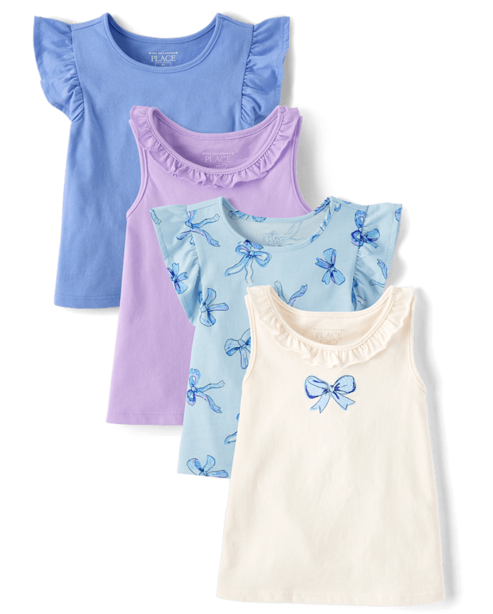 Toddler Girls Bow Flutter Tank Top 4-Pack