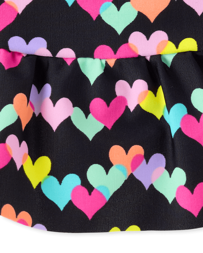 Baby And Toddler Girls Rainbow Heart Peplum Tankini Swimsuit