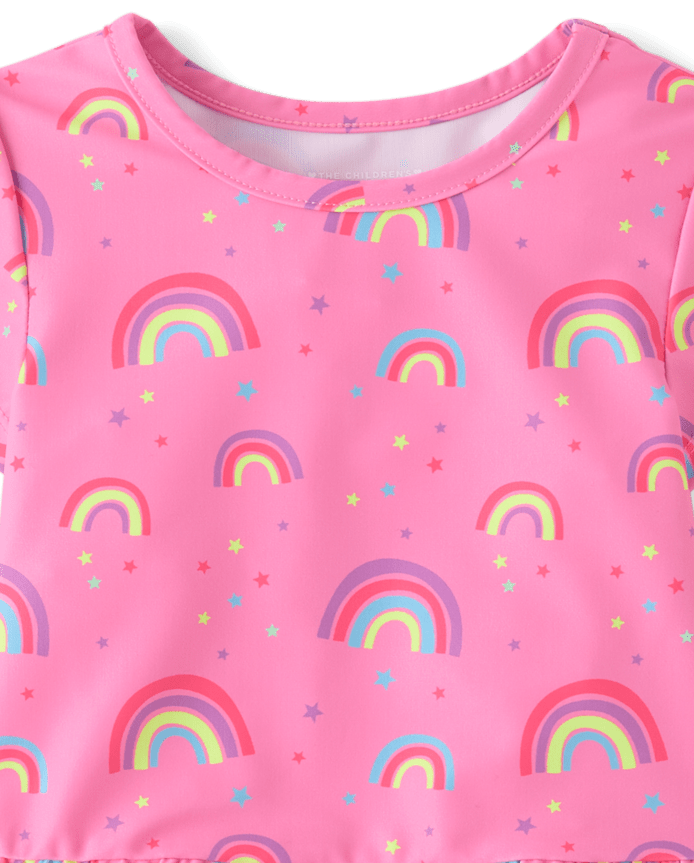 Baby And Toddler Girls Rainbow Peplum Rashguard Swimsuit