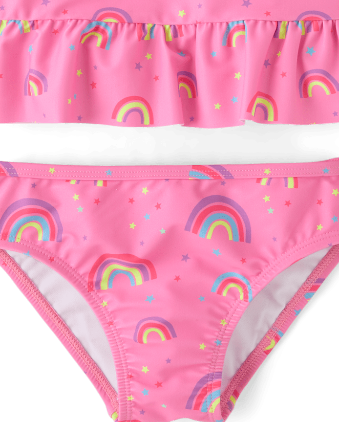 Baby And Toddler Girls Rainbow Peplum Rashguard Swimsuit