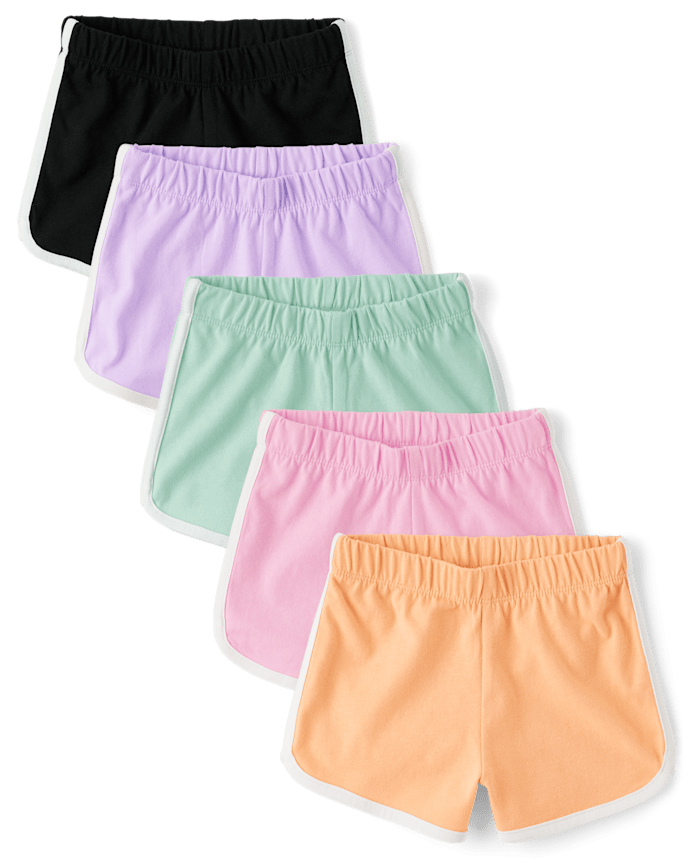 Toddler Girls Contrast Dolphin Shorts 5-Pack