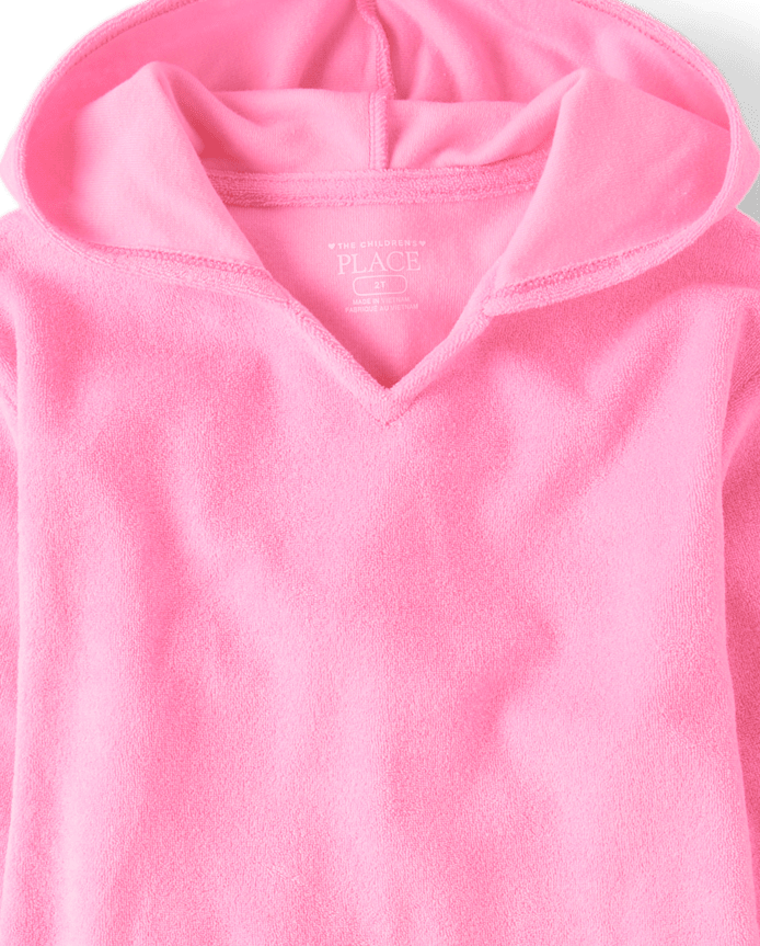 Baby And Toddler Girls Hooded Peplum Terry Swim Cover-Up