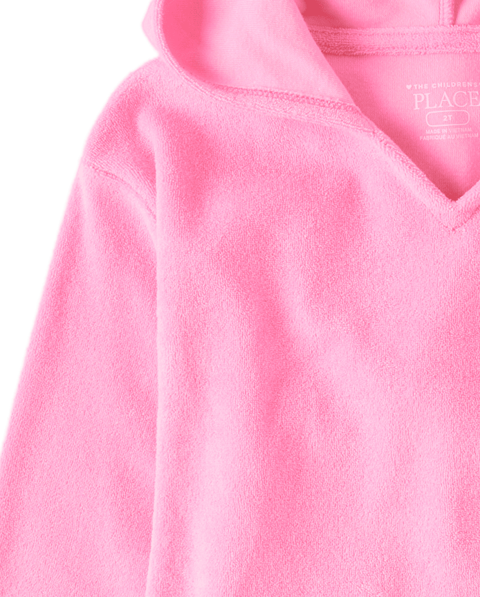 Baby And Toddler Girls Hooded Peplum Terry Swim Cover-Up