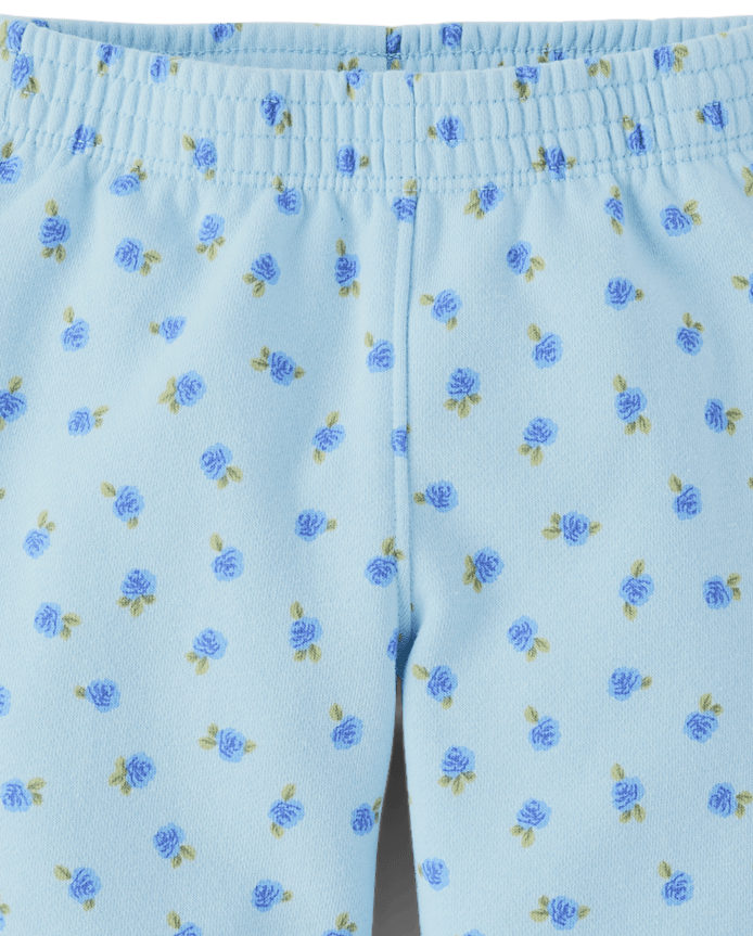 Toddler Girls Floral Bow Fleece Wide Leg Lounge Pants