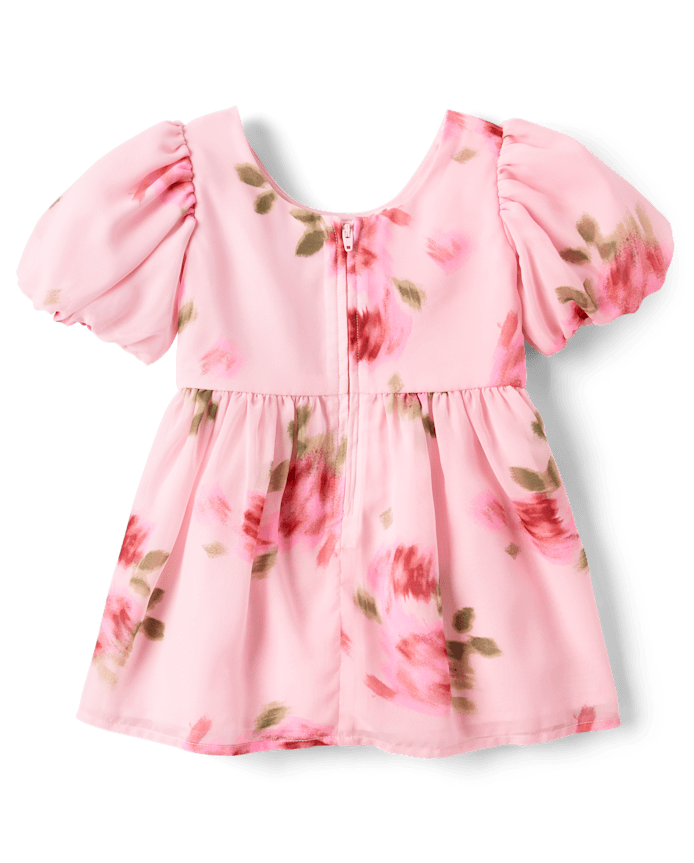 Toddler Girls Floral Chiffon Fit And Flare Dress