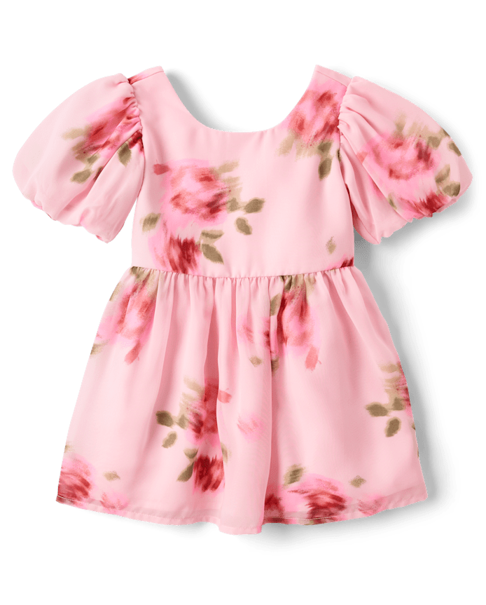 Toddler Girls Floral Chiffon Fit And Flare Dress