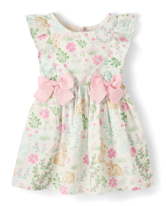 Toddler Girls Bunny Bow Flutter Dress