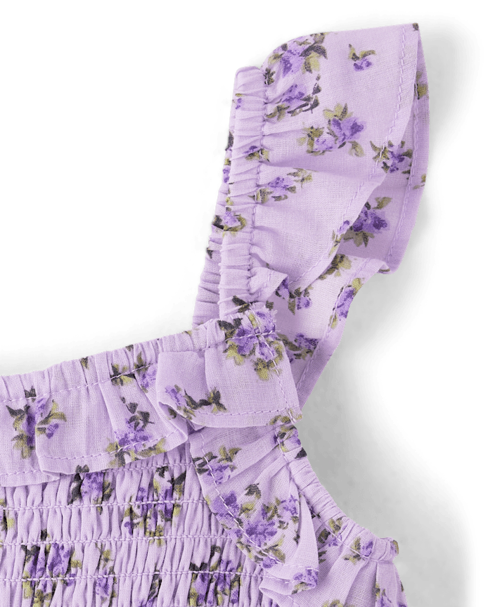 Baby And Toddler Girls Floral Textured Smocked Dress