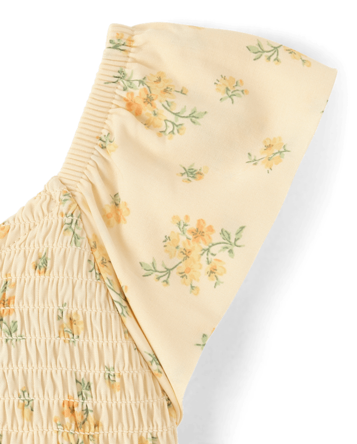 Toddler Girls Floral Smocked Flutter Dress