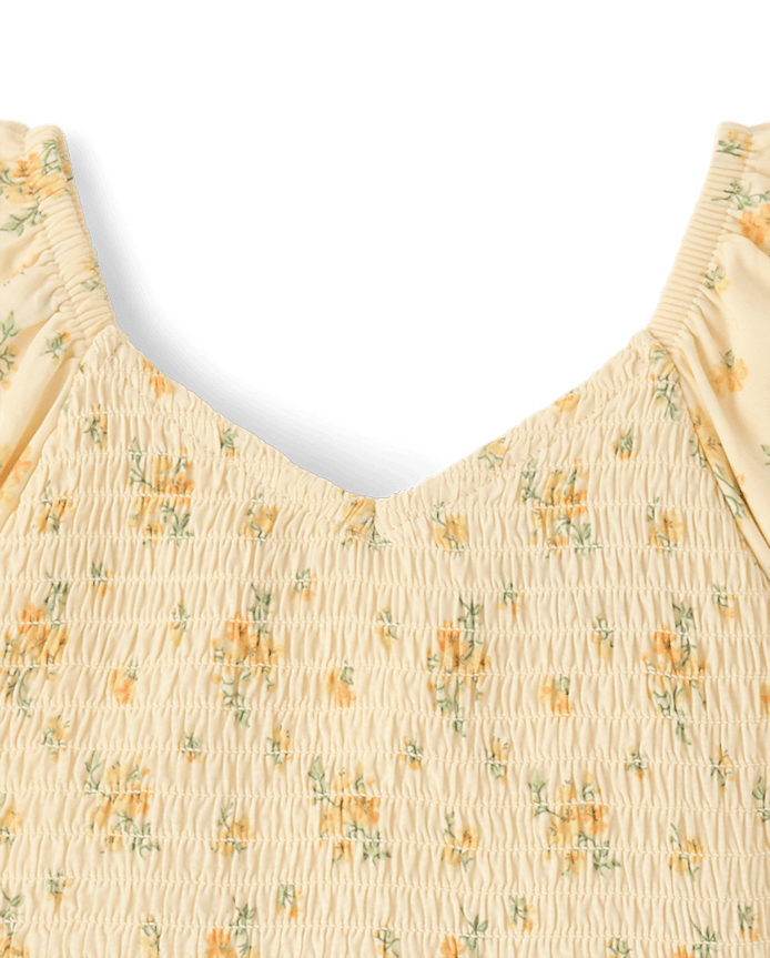 Toddler Girls Floral Smocked Flutter Dress